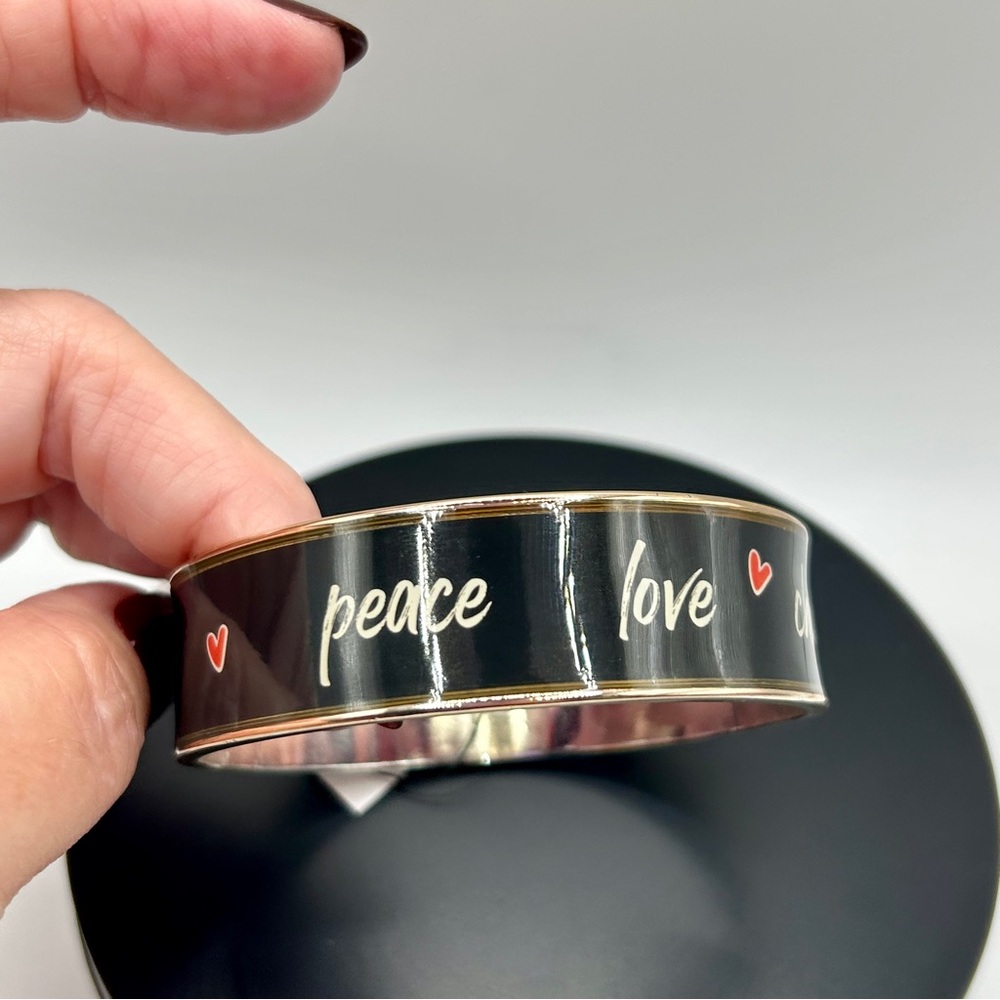 Wide Band Black and Gold Bangle Bracelet